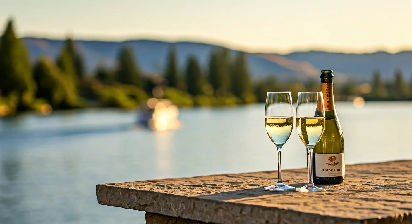 Luxury lakefront estate in Coeur d'Alene, North Idaho at golden hour